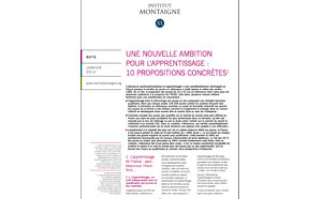 Dernière Note - Une nouvelle ambition pour l’apprentissage : 10 propositions concrètes