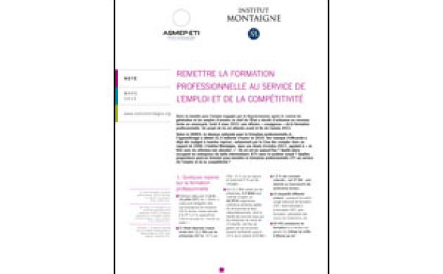 Nouvelle Note - Remettre la formation professionnelle au service de l’emploi et de la compétitivité