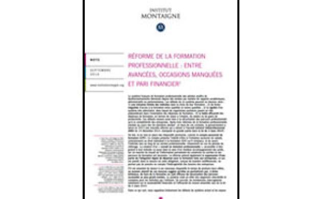 Réforme de la formation professionnelle : entre avancées, occasions manquées et pari financier - Nouvelle note