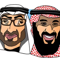 Portraits of Mohammed bin Salman (MBS) and Mohammed bin Zayed (MBZ) - Crown Prince of Saudi Arabia and Chairman of the Executive Council of Abu Dhabi