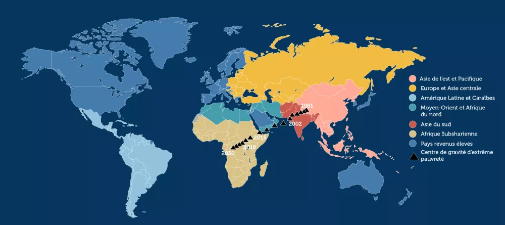 carte des centres d'extrême pauvreté dans le monde